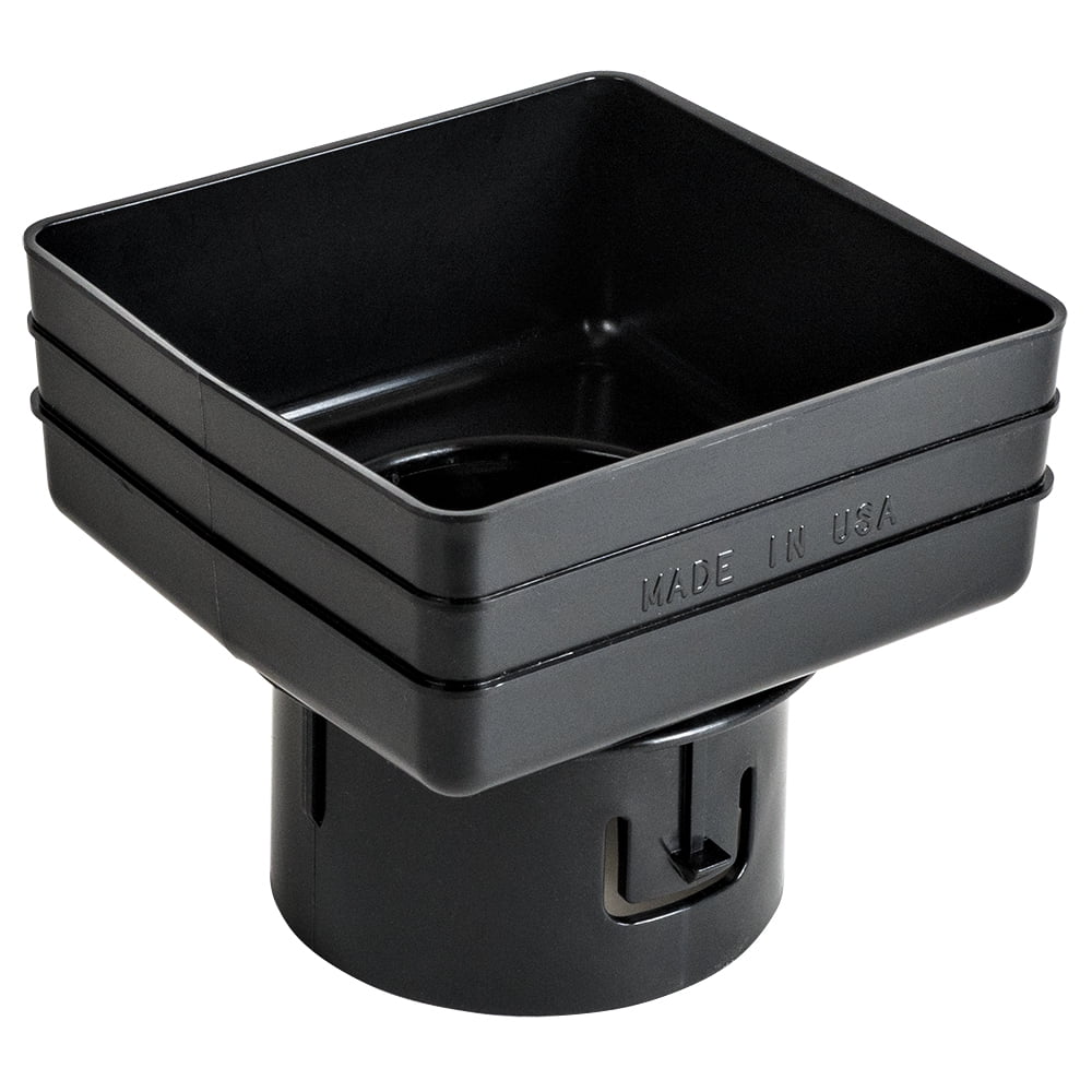 5x5x4 Universal Downspout to Drain Pipe Adapter, Black