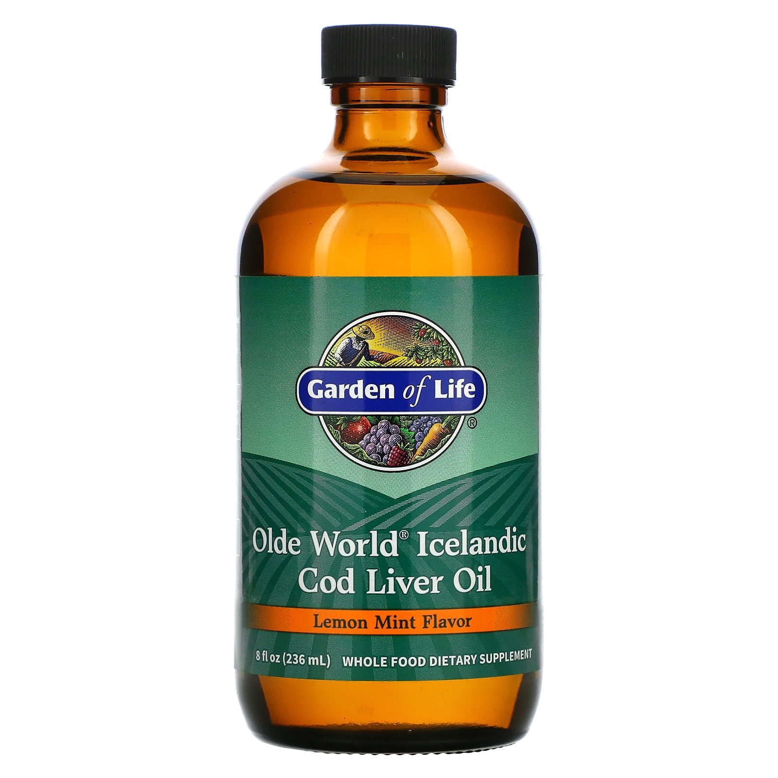 Garden of Life Cod Liver Oil Liquid, Lemon-Mint, 8 oz