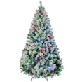 thumbnail image 2 of Christmas Trees,Artificial Snow Christmas Trees with Frosted Branches, Warm White or Colorful LED Lights, Steel Base, 2 of 4