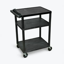 Luxor 18" x 24" x 34" Tuffy Two Shelf Flat Utility Cart With Electrical - Black