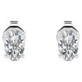 thumbnail image 1 of Pendientes Solitarios JeenMata de 4 Puntas con Diamantes Ovalados de 0,25 Quilates Chapados en Oro Blanco de 18 K sobre Plata, 1 of 6