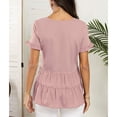 thumbnail image 4 of Camiseta estilo Babydoll suelta con cuello en V y manga corta con volantes para mujer, informal, para verano, 4 of 6