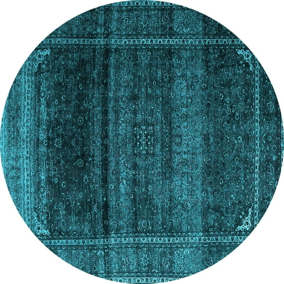 Ahgly Company Indoor Round Persian Light Blue Traditional Area Rugs, 7' Round