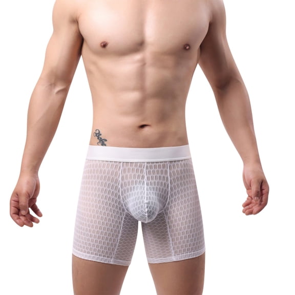 GigrtiJin Men's Quilted Pouch Boxer Briefs Solid Color Mid Rise Seamless Supportive Breathable Mesh Underpants