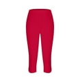 thumbnail image 5 of Summer Savings Clearance Capris Pants for Women, 2PCWomen's Summer High Waisted Solid Color Capris Matching Slim Fitting Yoga Gym Pants(Watermelon Red,XL), 5 of 6