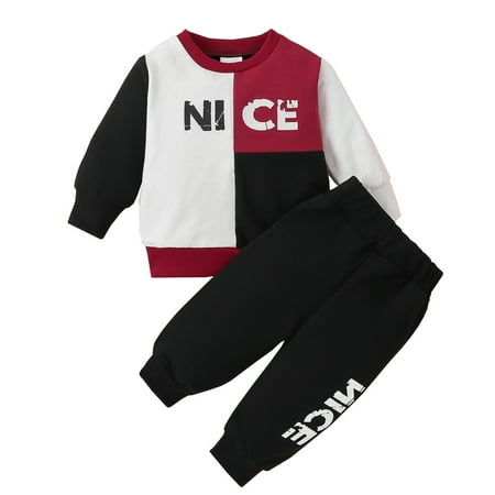 

KDFJPTH Toddler Outfits Baby Boy Fall Winter Long Sleeve Sweatshirt Nice Shirt Top+ Drawstring Pants 2Pcs Clothes Set