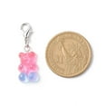 thumbnail image 3 of 10pcs Transparent Gradient color Resin Bear Pendant Decorations Lobster Clasp Charms Clip-on Charms for Keychain Purse Backpack Ornament Stitch Marker Mixed color 34mm, 3 of 5