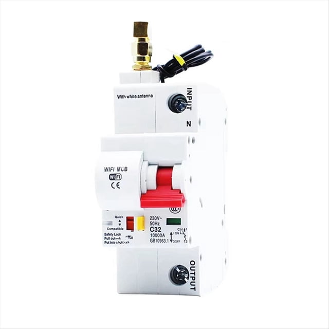 Interruptor de Circuito WiFi, Disyuntor Inteligente, 25 A, 1 P, Control Remoto, Temporizador, Retardo, Bloqueo Automático, Reconectador Inteligente