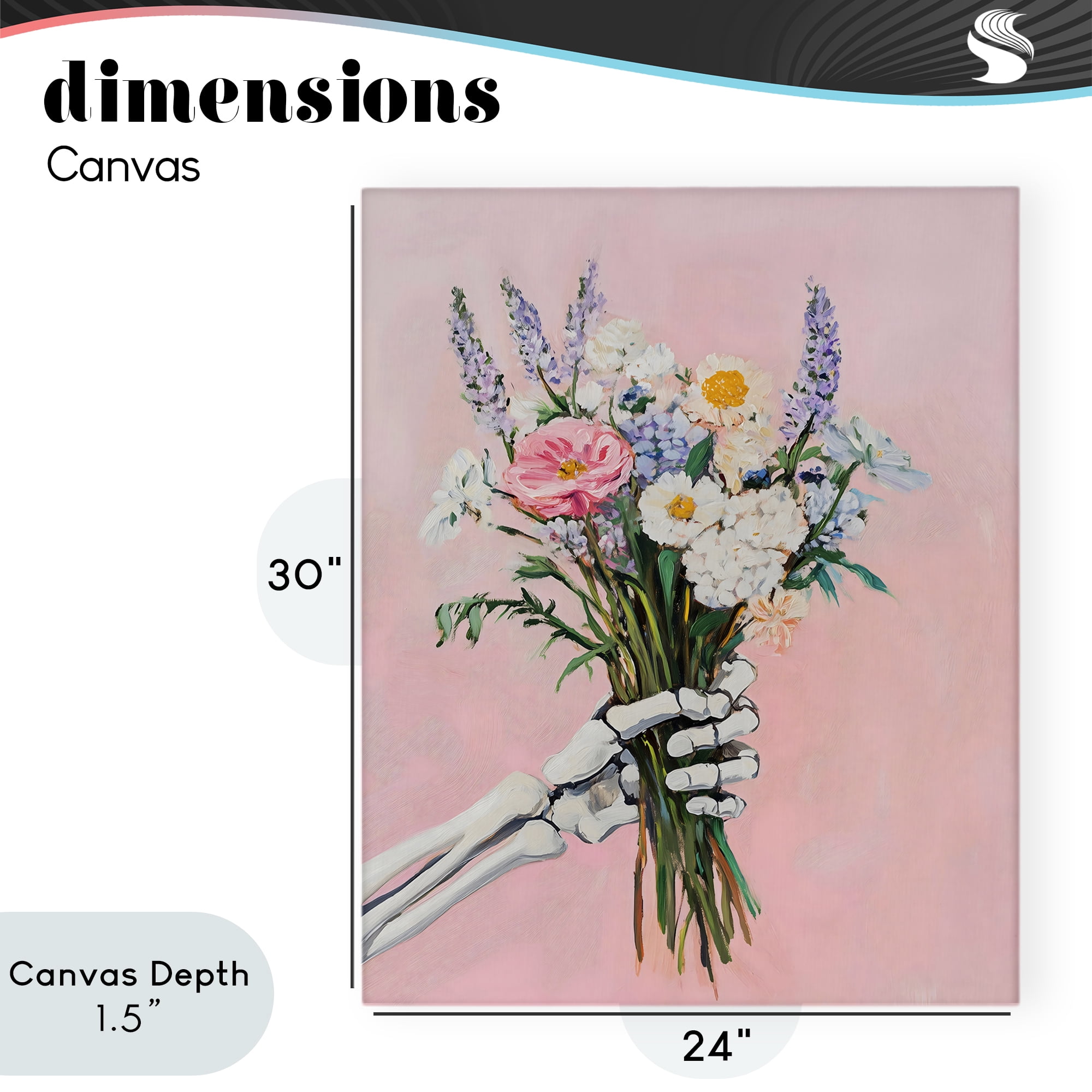Stupell Industries Skeleton Hand Holding Flowers Canvas Wall Art, design by The Prints Vibe
