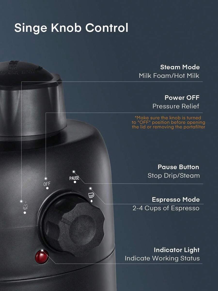Steam Espresso Machine, 3.5 Bar 4 Cup, Professional Compact Espresso And Cappuccino Maker With Milk Frother And Carafe For Coffee, Latte And Mocha