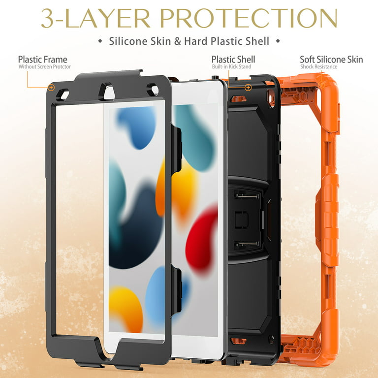 XZC iPad 9th/8th/7th Generation Case (iPad 10.2 Case 2021/2020/2019)  Shockproof Drop Protection iPad Cover with Pencil Holder Kickstand Shoulder  Strap
