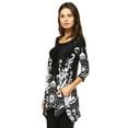 thumbnail image 3 of White Mark Women's Damask Print 3/4 Sleeve Tunic Top, 3 of 4