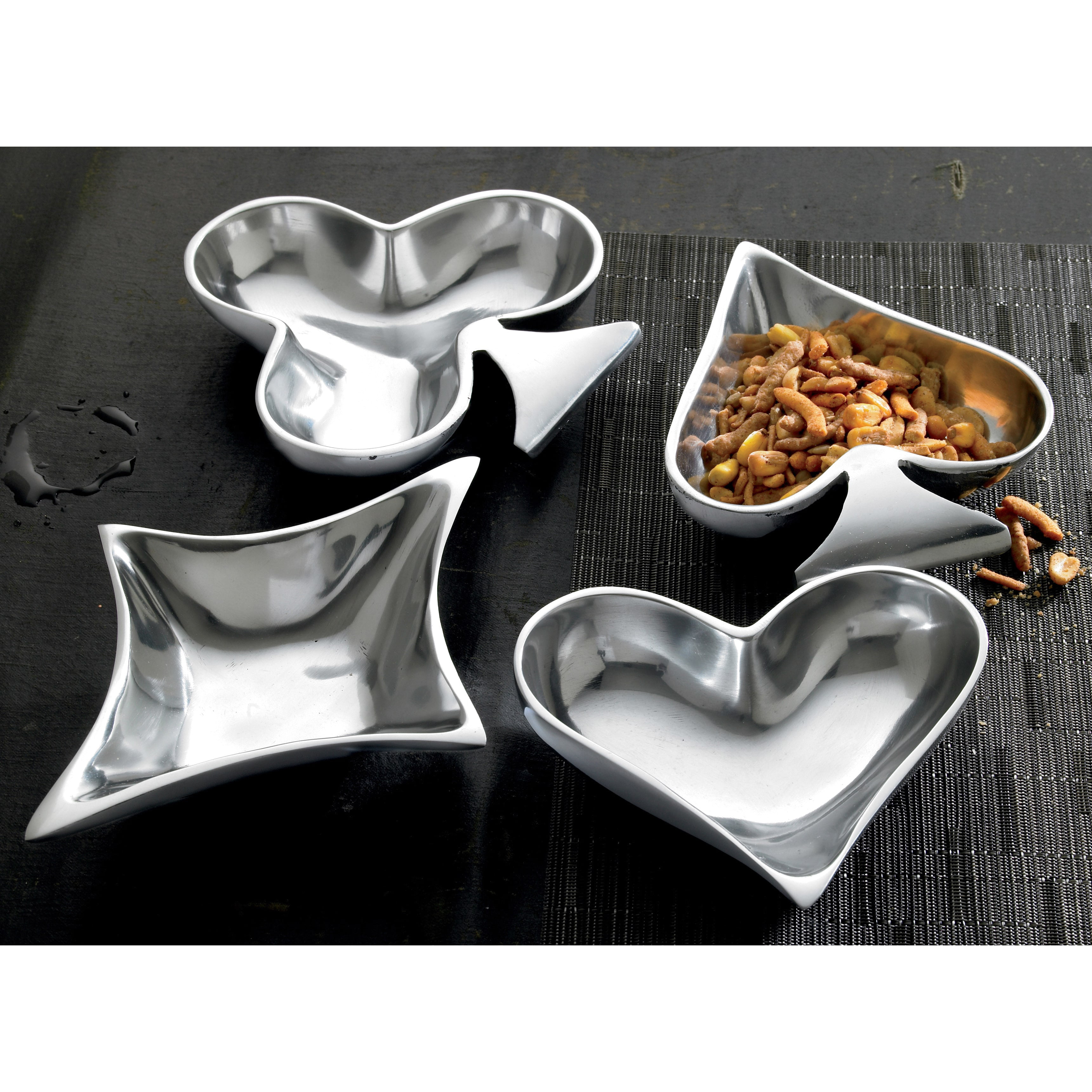Set of 4 Playing Card Suits Aluminum Dish Set by KINDWER