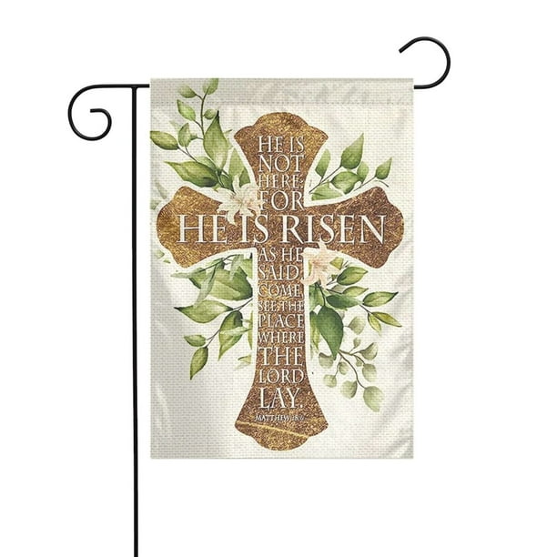He is Risen Easter Garden Flag 12 x 18 Inch Double Sided, Eucalyptus