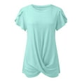 thumbnail image 3 of TYGHBN Women's Casual Knot Ruched Short Sleeve T Shirt Round Neck for Spring & Summer Womens Neck Tops Women Long Sleeve T Shirt Womens Active Short Sleeve Short T Shirt Athletic Tops for Women Long, 3 of 4