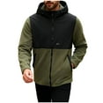 thumbnail image 3 of ZUKMRJPC Mens Polar Fleece Jacket Casual Lightweight Long Sleeve Patchwork Hooded Jackets Warm Cozy Full Zip Outdoor Coat with Pocket, 3 of 8