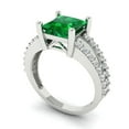 thumbnail image 2 of Clara Pucci 14K White Gold Solid Gold Emerald Solitaire with Accents Anniversary Ring for Women - 2.48 cttw Princess Cut, 2 of 8