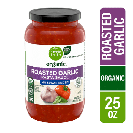 Simple Truth Organic Roasted Garlic Pasta Sauce No Sugar Added 25 OZ, 2 Pack