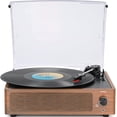 thumbnail image 1 of Tocadiscos WOCKODER Vintage para vinilo con Bluetooth, color marrón, 1 of 8