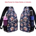 thumbnail image 6 of Mosiso Polyester Sling Bag Backpack Travel Hiking Outdoor Sport Crossbody Shoulder Bag Multipurpose Daypack for Women Men, Navy Blue Base Floral, 6 of 6