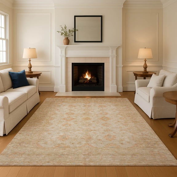 Addison Rugs Mayfield Premium Machine Washable Traditional Global Beige Rectangle Rug, 10' x 14'