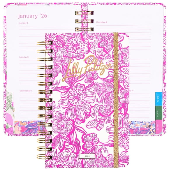Lilly Pulitzer Medium Monthly Planner January 2026 - December 2026, Monthly Agenda & Calendar, Stickers, Pockets, & Spiral Binding (Unforgettable Pin