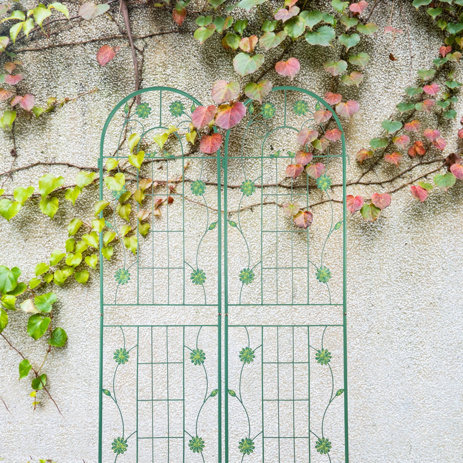 MAYEERTY 4 Pack Metal Garden Trellis 71 x 19.7 Inch Rustproof Climbing Plants Support Green Outdoor Flower