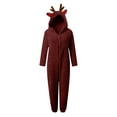 thumbnail image 4 of Elk Christmas Jumpsuits with Deer Hood  Fleece Reindeer Onesie Zip up One Piece Fluffy Soft Warm Rompers Pajamas Fuzzy  Hooded One Piece Onesie Winter Romper Flannel Loungewear Sleepwear,Red,12-13Y, 4 of 6