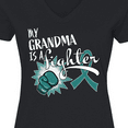 thumbnail image 4 of Inktastic Ovarian Cancer Awareness My Grandma is a Fighter Women's V-Neck T-Shirt, 4 of 5