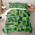 thumbnail image 2 of Meiyoeat Pixelated Blocks Miners Bed Spread Queen,Retro Geometric Camo Queen Coverlet Set for Bedroom, 2 of 7