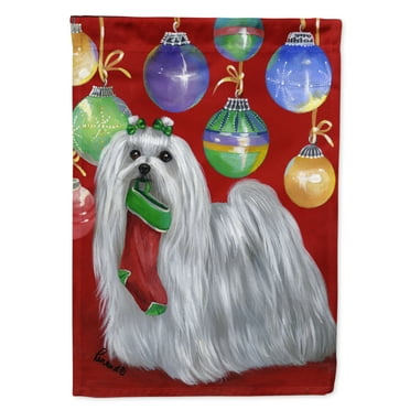 Carolines Treasures PPP3114GF Maltese Christmas Stocking Stuffer Flag Garden Size  Small multicolor