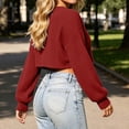 thumbnail image 5 of Women's Ribbed Knit Crop Sweater Crew Neck Long Sleeve Loose Fit Casual Pullover Top, 5 of 6