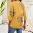 thumbnail image 5 of Bbyeadc Blouse Tops for Women 3/4 Length Sleeve V Neck Tops Button Floral Print Tee Business Summer Pullover,Yellow(XL), 5 of 5