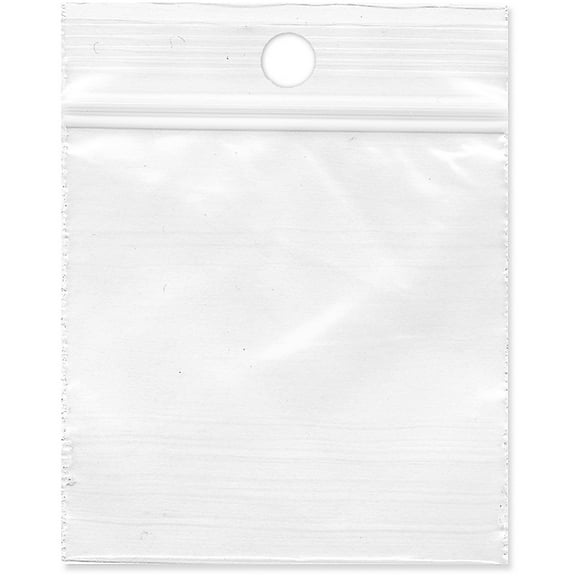 Plymor 2" x 2" (Pack of 500), 2 Mil with Hang-Hole Zipper Reclosable Plastic Bags