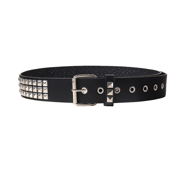SWSMCLT Women's Faux Leather Adjustable Belts Steampunk Riding Buckle Casual Medium Fashion Grommet Belt Studded Style1 X-Small-Large
