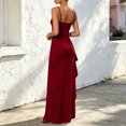 thumbnail image 3 of RFQWOVSR Womens Solid Color Spaghetti Strap Side Slit Maxi Dress Elegant Formal Gown S, 3 of 4