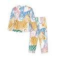 thumbnail image 2 of Bingfone Womens Pajama Sets Zebra Colourful Print,Long Sleeve Loungewear Pajamas Set-Small, 2 of 9