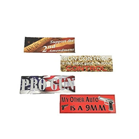 Dr Pro Gun - Pro Gun 2nd Amendment Magnet 11 by 4 Bumper Stickers Set of 4, Vinyl sticker over a magnetic magnet strip By DR Distributors USA from USA