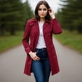 thumbnail image 4 of Women's Coat Double-Breasted Long Dressy Windbreaker Overcoat, Fall Winter Outerwear for Formal and Casual Occasions,Wine,2XL, 4 of 5