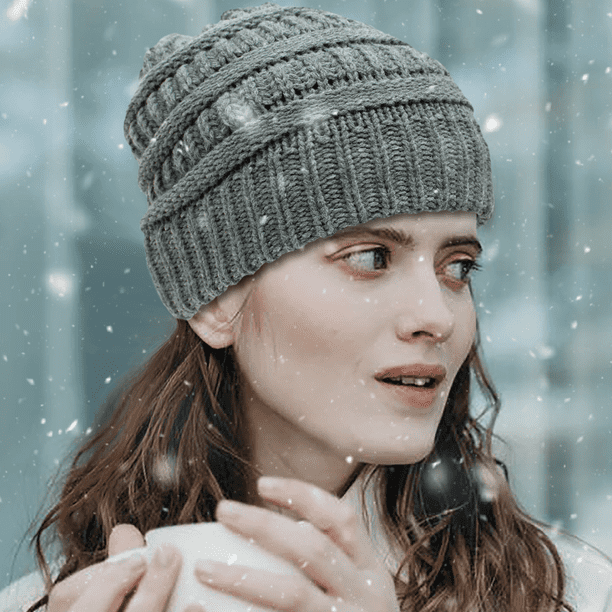 Winter Knit Beanie for Women Satin Lined Cable Thick Chunky Cap Mens Soft Slouch TOPTIE Slouchy Beanie Winter Hats for Men and Women Trendy  main image 4