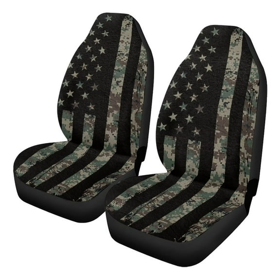 Uorisanigo 2 Pieces Car Seat Covers, American Flag Camo Bucket Auto Front Seat Protectors, Premium Vehicle Seats Cushions, Car Accessories Universal for SUVs, Trucks, Cars