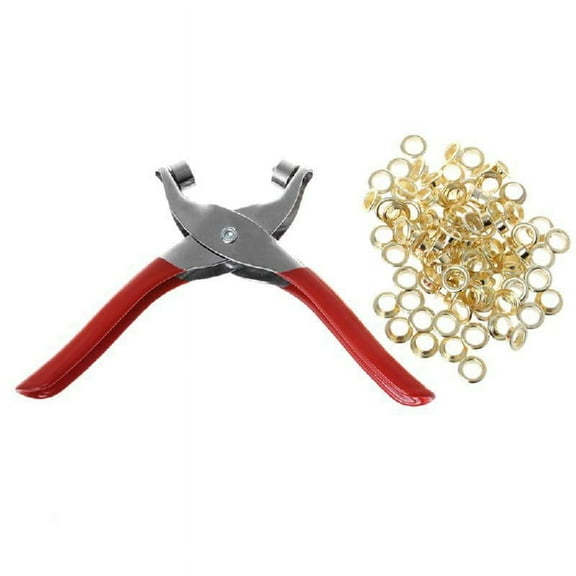SIEYIO Eyelet Hole Pliers with 100Pcs Eyelets Grommet Press Handheld Puncher Plier for Banners Eyelet Puncher
