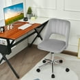 thumbnail image 3 of Gymax Velvet Accent Office Chair Adjustable Swivel Vanity Task Chair Grey, 3 of 10