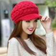 thumbnail image 3 of Mightlink Winter Women Hat Solid Color Commuting Beanie Headgear Thick Plush Knitted Short Brim Windproof Heat Retention Hat Outdoor, 3 of 7