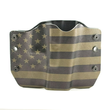 Outlaw Holsters: Green & Black USA Flag OWB Kydex Gun Holster for Glock 17 19 22 23 25 26 27 28 31 32 34 35 41 Left Handed.