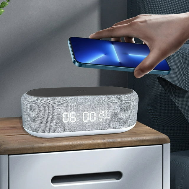 Cargador inalámbrico multifunción de 15 W de potencia, reloj despertador digital, pantalla de temperatura, luz nocturna, carga inalámbrica multifuncional, cargadores inalámbricos