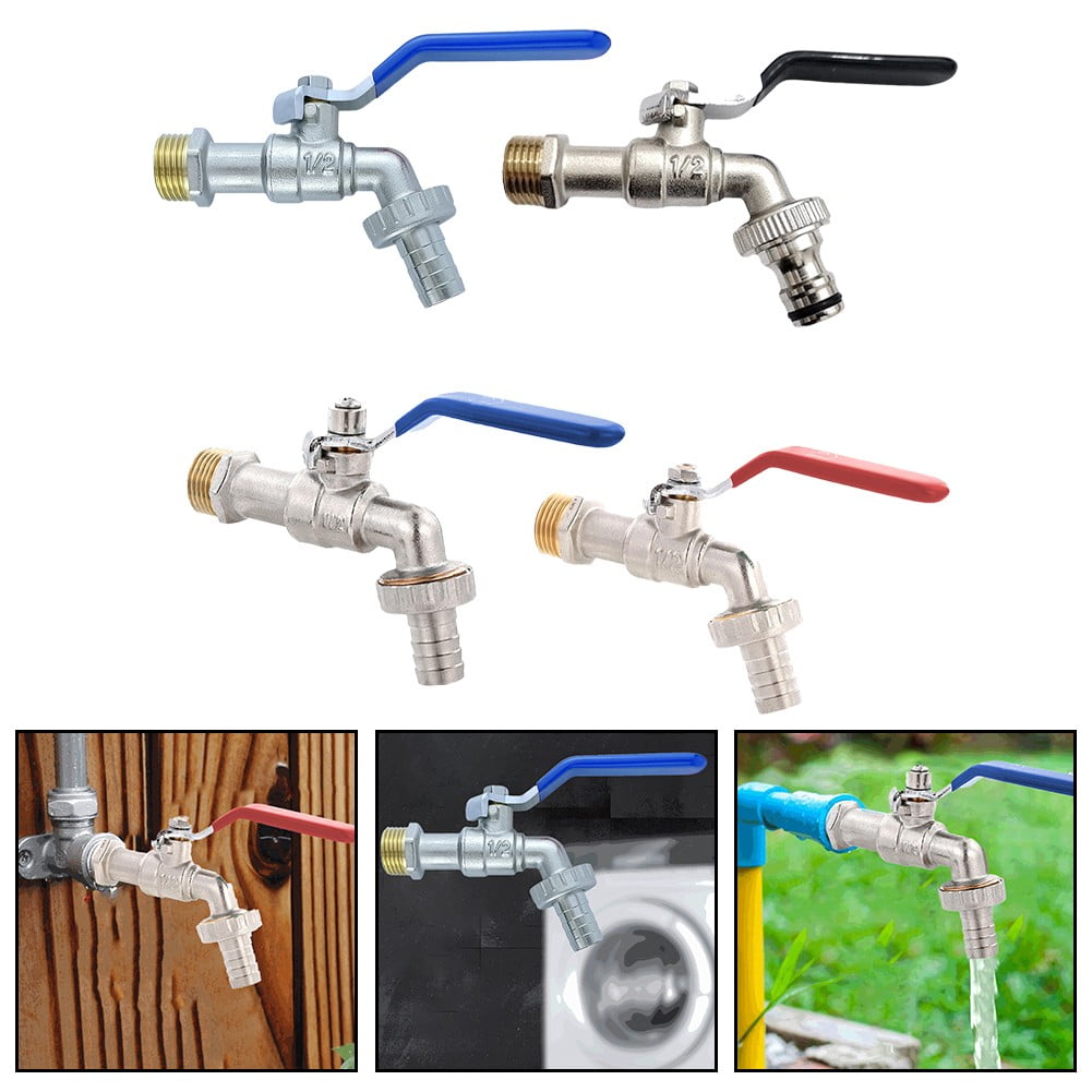 RichLink Single Long Handle Tap Brass Water Faucet Antifreeze Outdoor Garden Irrigation blue