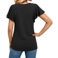 thumbnail image 5 of OSOLU Solid Color Women Tunic Ruffle Short Sleeve Shirt Summer O-Neck Tops Classic Dailywear, 5 of 6