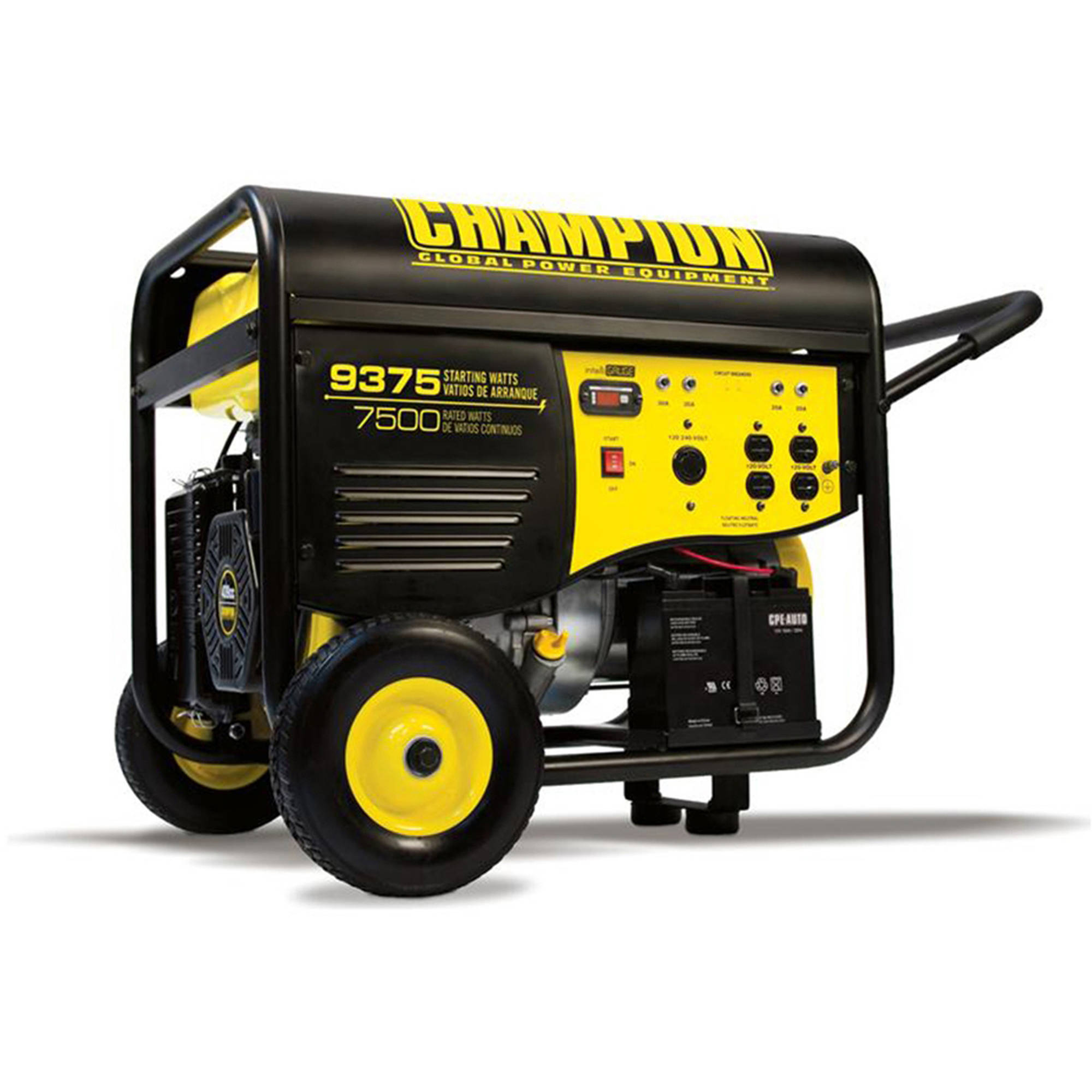 Champion 41537, 7500/9375 Watt Portable Gas-Powered Generator Electric Start with 25 ft. Power Cord CARB - Walmart.com