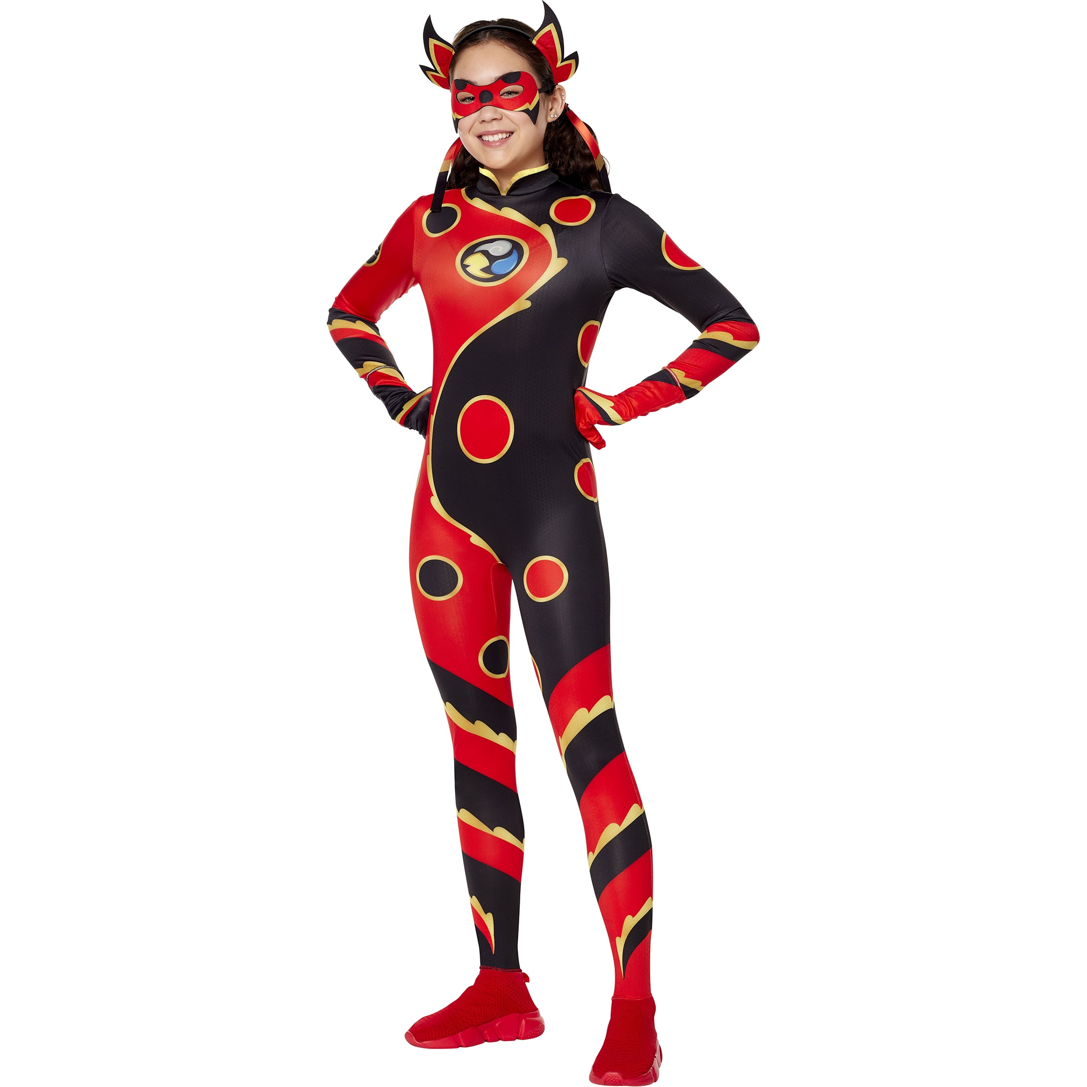 InSpirit Designs Miraculous Ladybug Dragon Bug Halloween Fantasy Costume Female, Child 4-10, Red